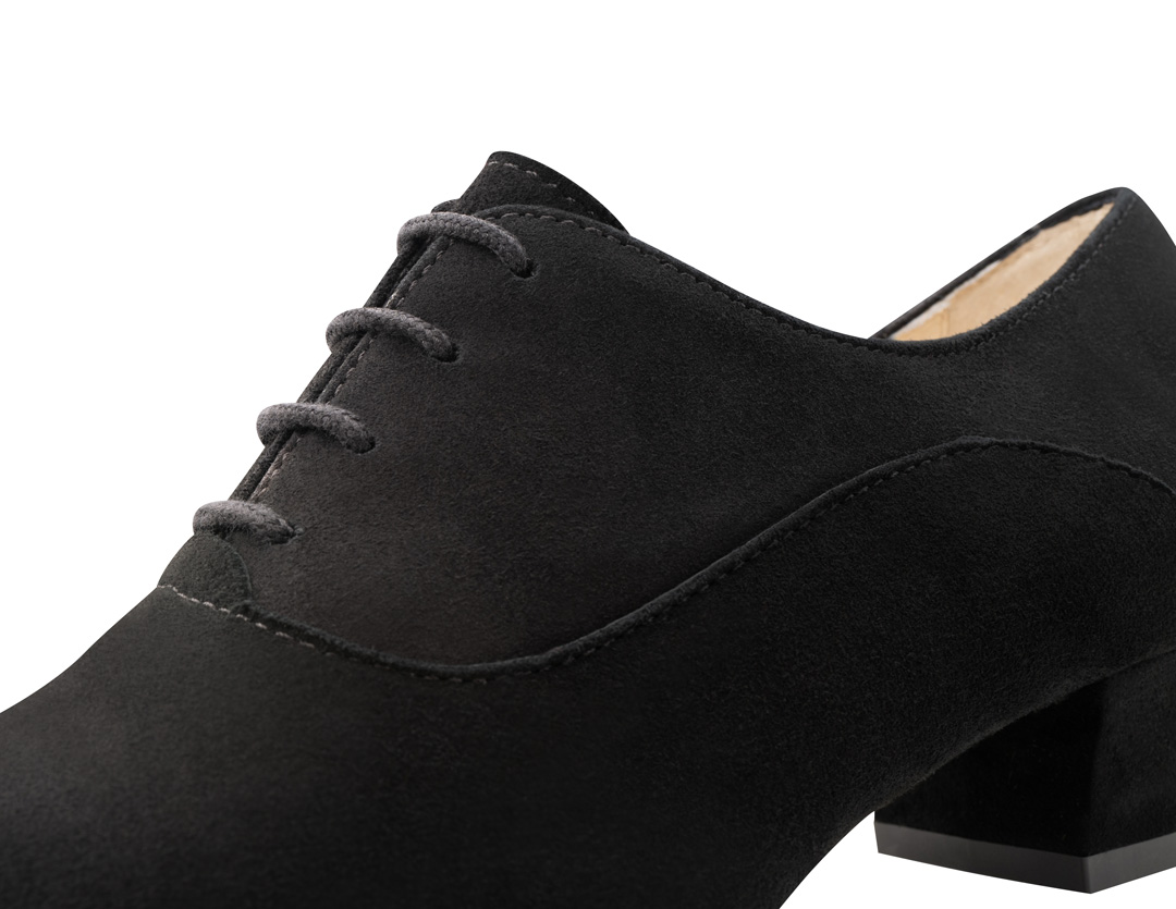 Werner Kern Runa - Chaussures de danse pour femme en cuir de chèvre velours noir, maintien sécurisé et grande flexibilité avec semelle fendue et laçage 4x pour le confort et un soutien optimal, hauteur de talon fantastiquement confortable de 3,5 cm