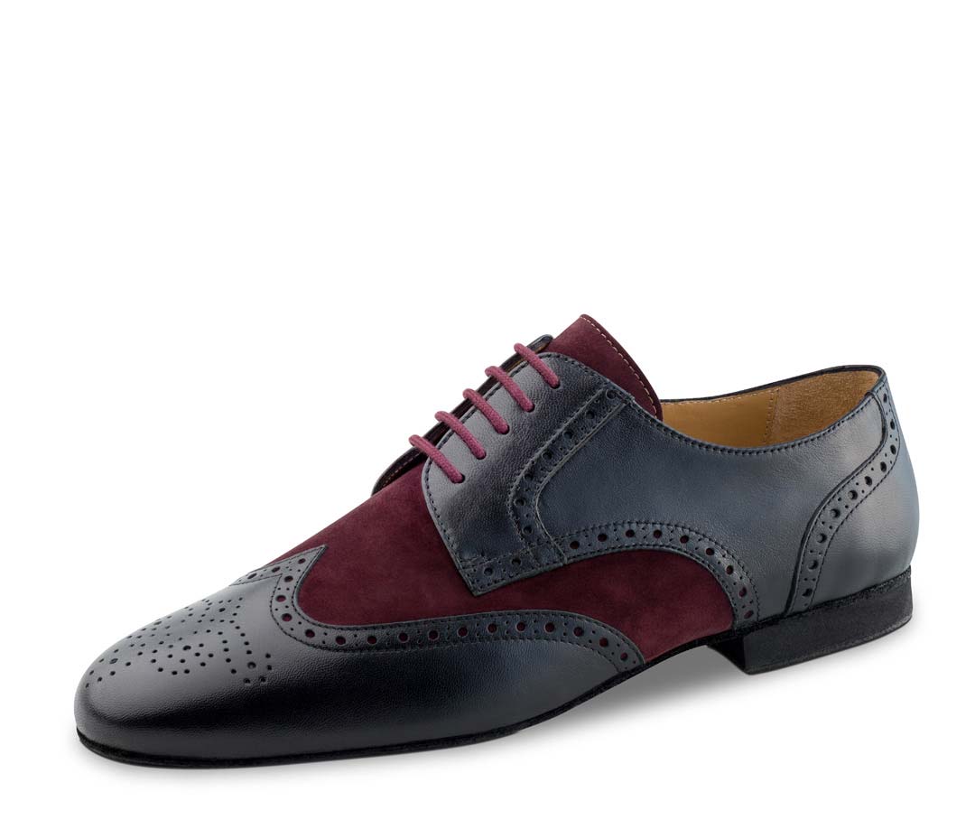 Chaussures de danse pour hommes en noir et bordeaux pour la salsa par Werner Kern