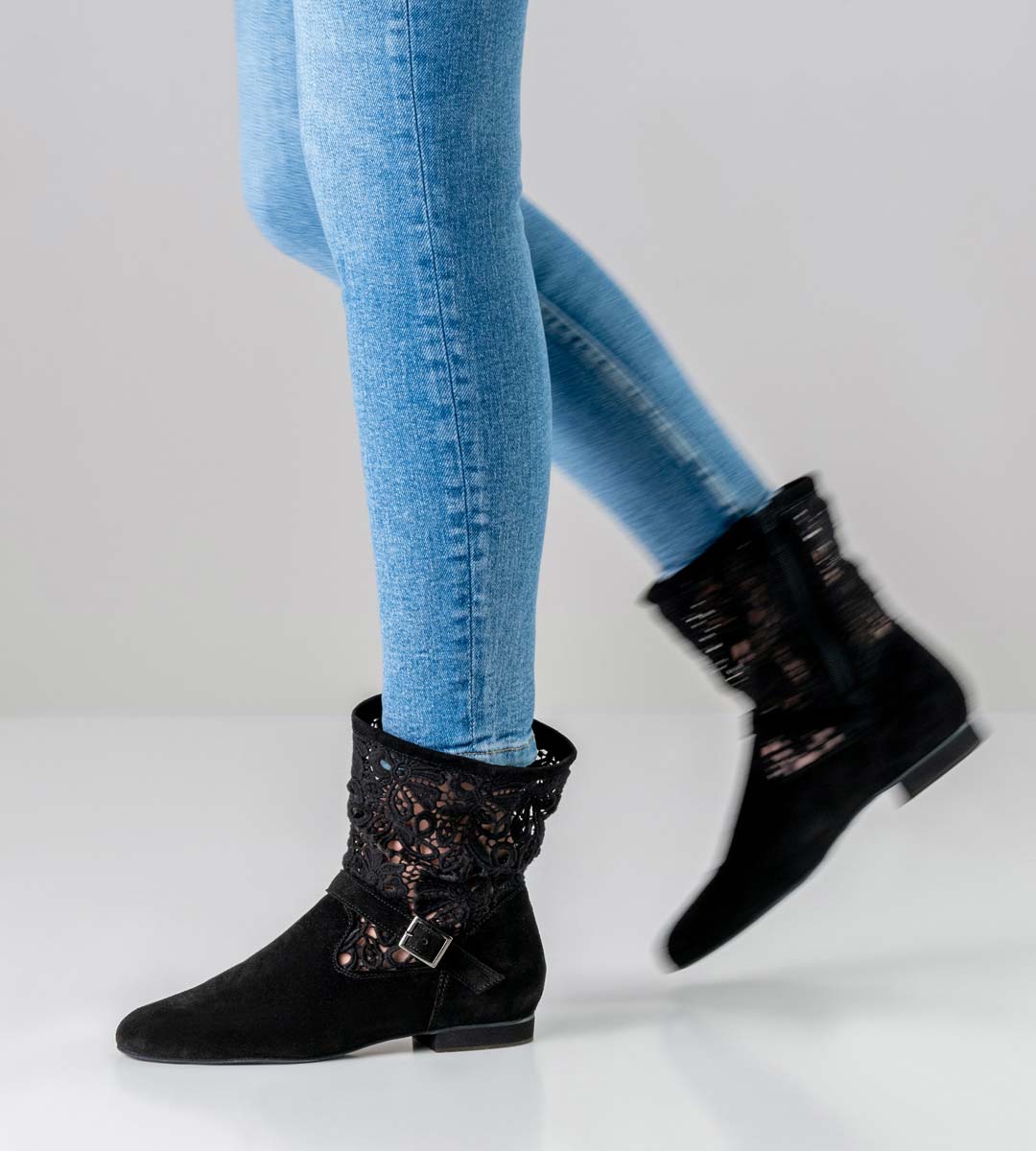 Werner Kern Bottes de danse pour Linedance en noir avec dessus transparent