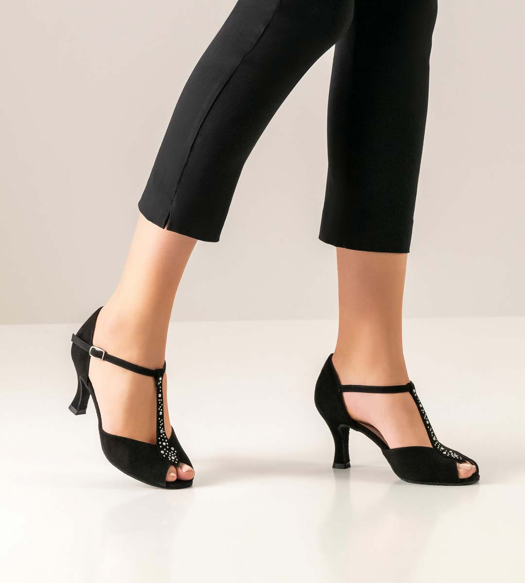 Claudia Chaussures de danse Werner Kern pour femmes avec T-Strap et jean noir