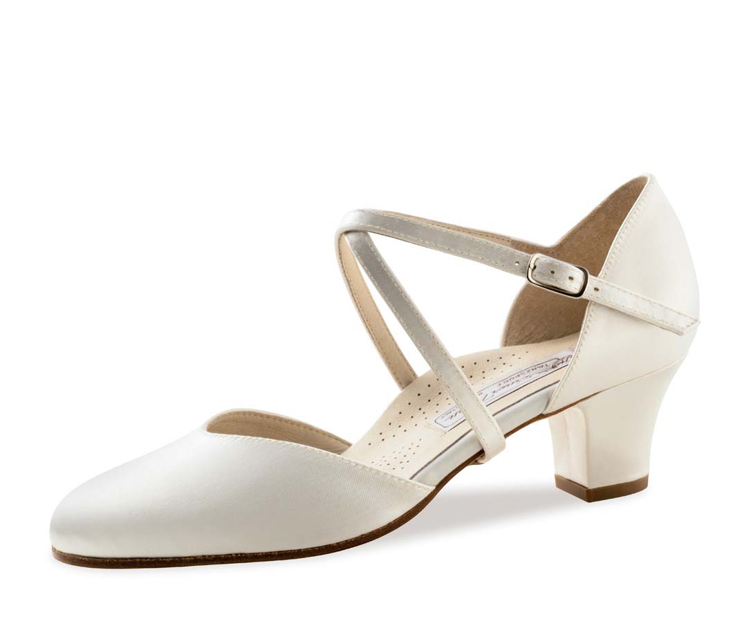 Felice Werner Kern chaussures de mariée en satin avec semelle en cuir