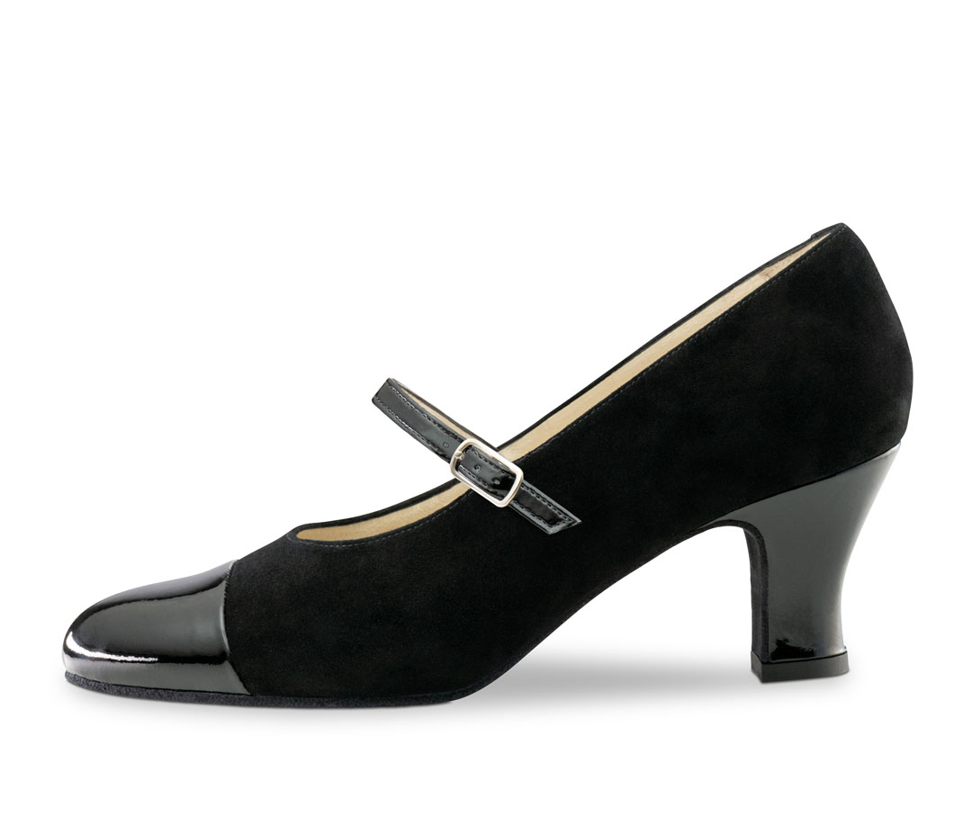 Chaussures de danse Mary-Jane à talon bloc de 6 cm, en cuir verni et cuir velours, de la marque Werner Kern