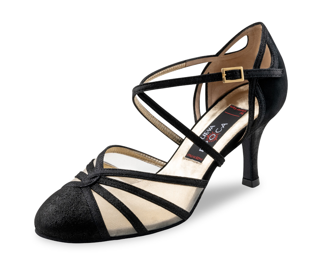 Chaussures de danse ouvertes - Modèle Sylvie avec découpes et bride cheville croisée