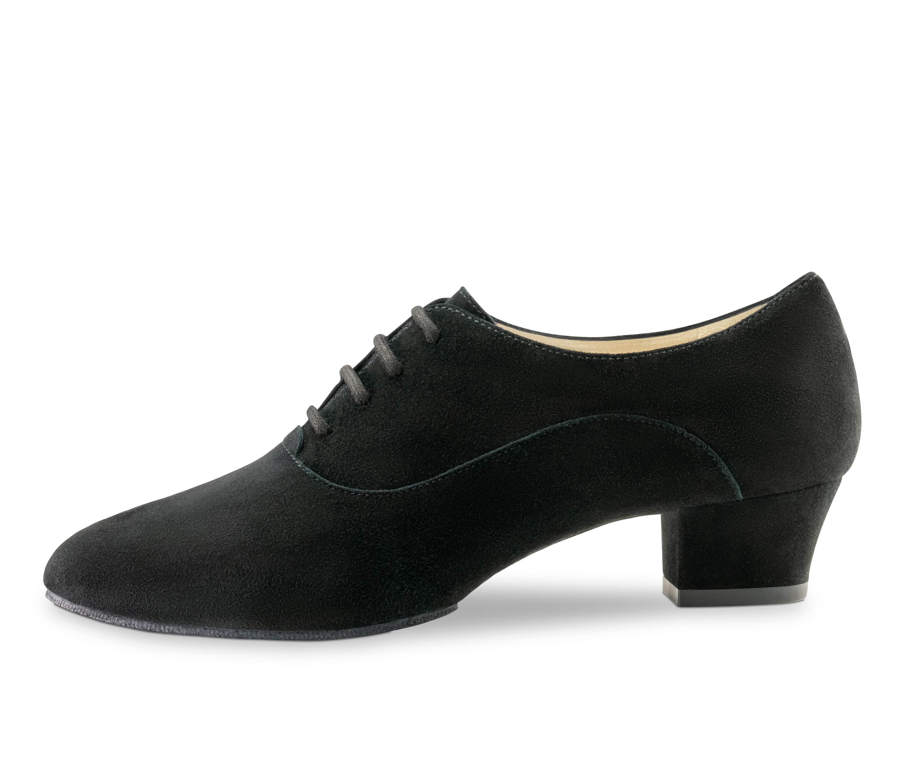 Runa Chaussure de danse pour femme Runa - Werner Kern en cuir de chèvre velours noir, maintien sécurisé et grande flexibilité avec semelle fendue et laçage 4x pour le confort et un soutien optimal, hauteur de talon fantastiquement confortable de 3,5 cm