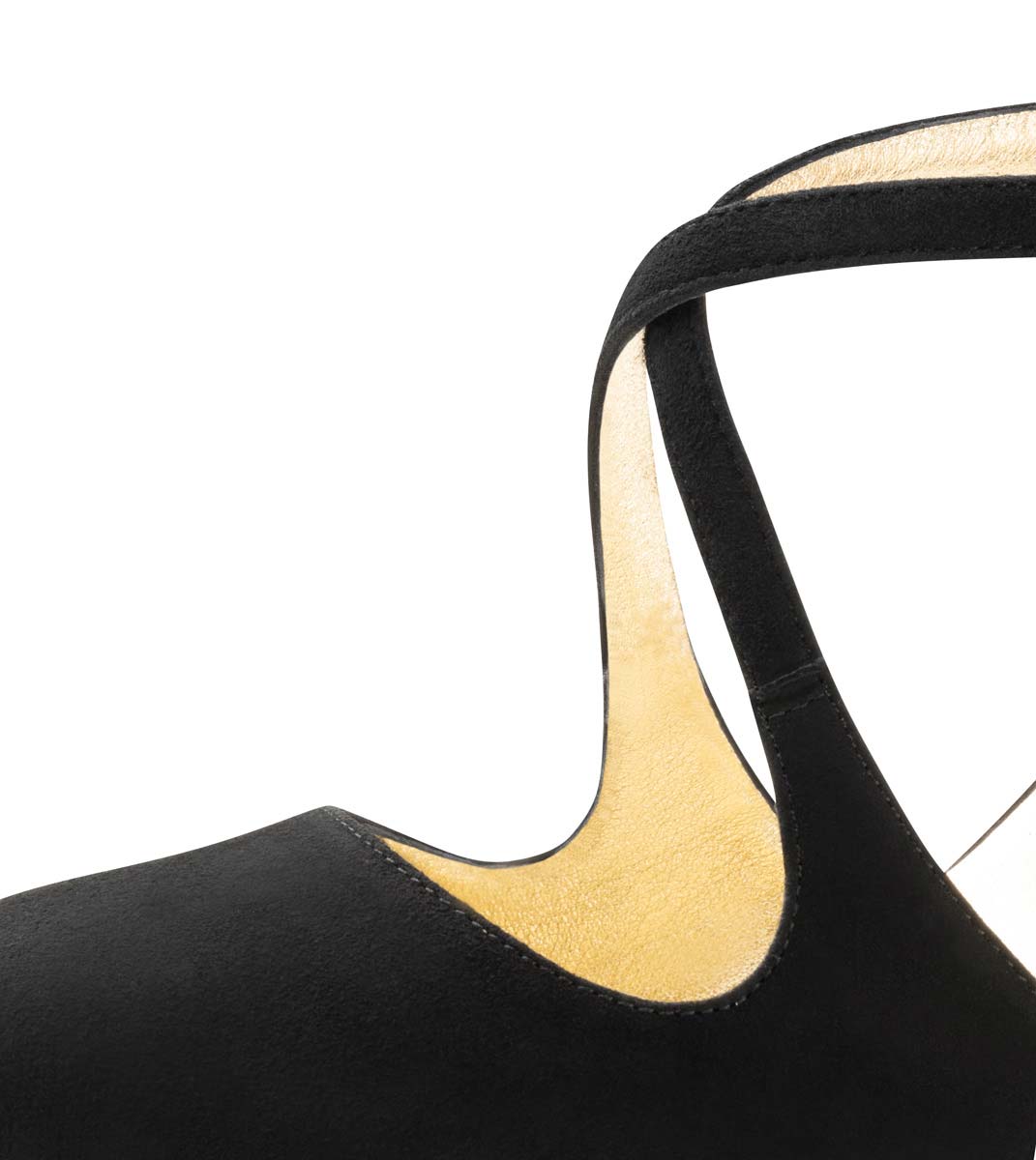 Tanja Détail des lanières croisées de la chaussure de danse pour femmes Nueva Epoca avec semelle en cuir