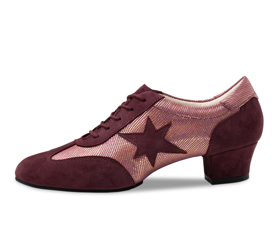 Chaussures d'entraînement à lacets couleur bordeaux avec talon de 3,5 cm de Werner Kern