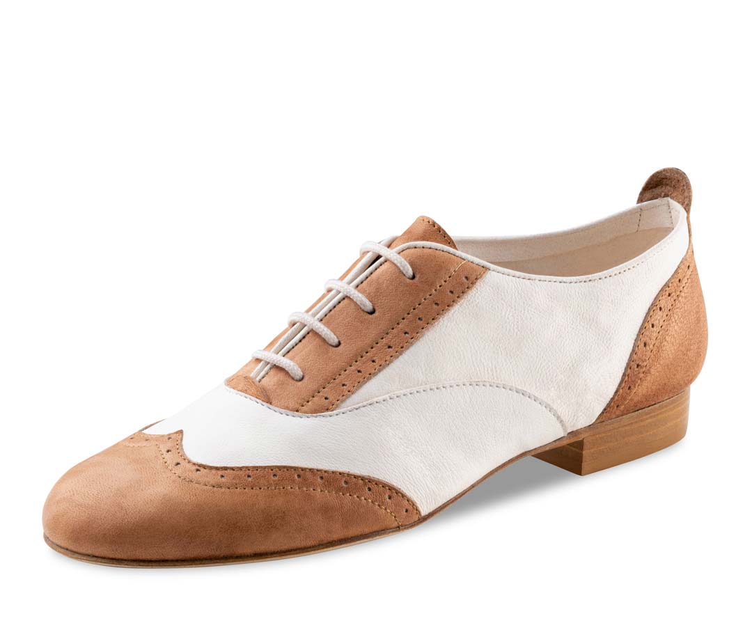 Chaussures de danse féminine Swing en beige et blanc de Werner Kern avec semelle en cuir