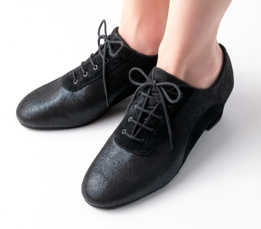 Chaussures de danse d'entraînement noires scintillantes avec petit talon