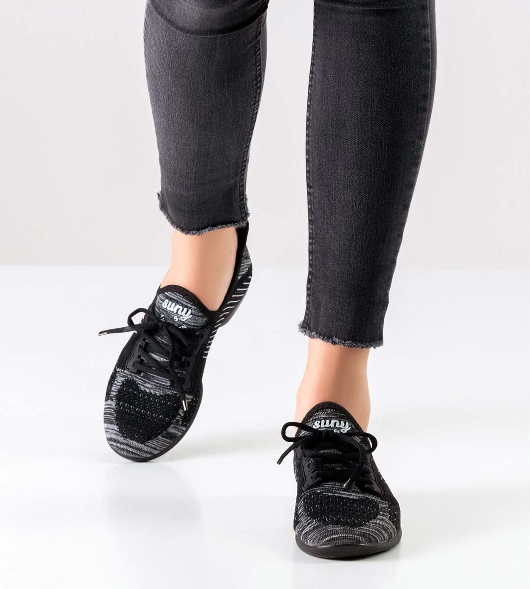 Sneakers de danse Suny pour dames en noir-gris-blanc