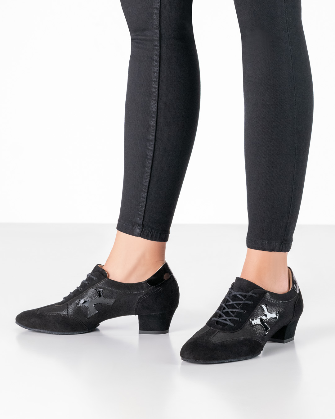 Bruni Chaussures de danse noires brillantes de Werner Kern à lacets avec talon de 3,5 cm