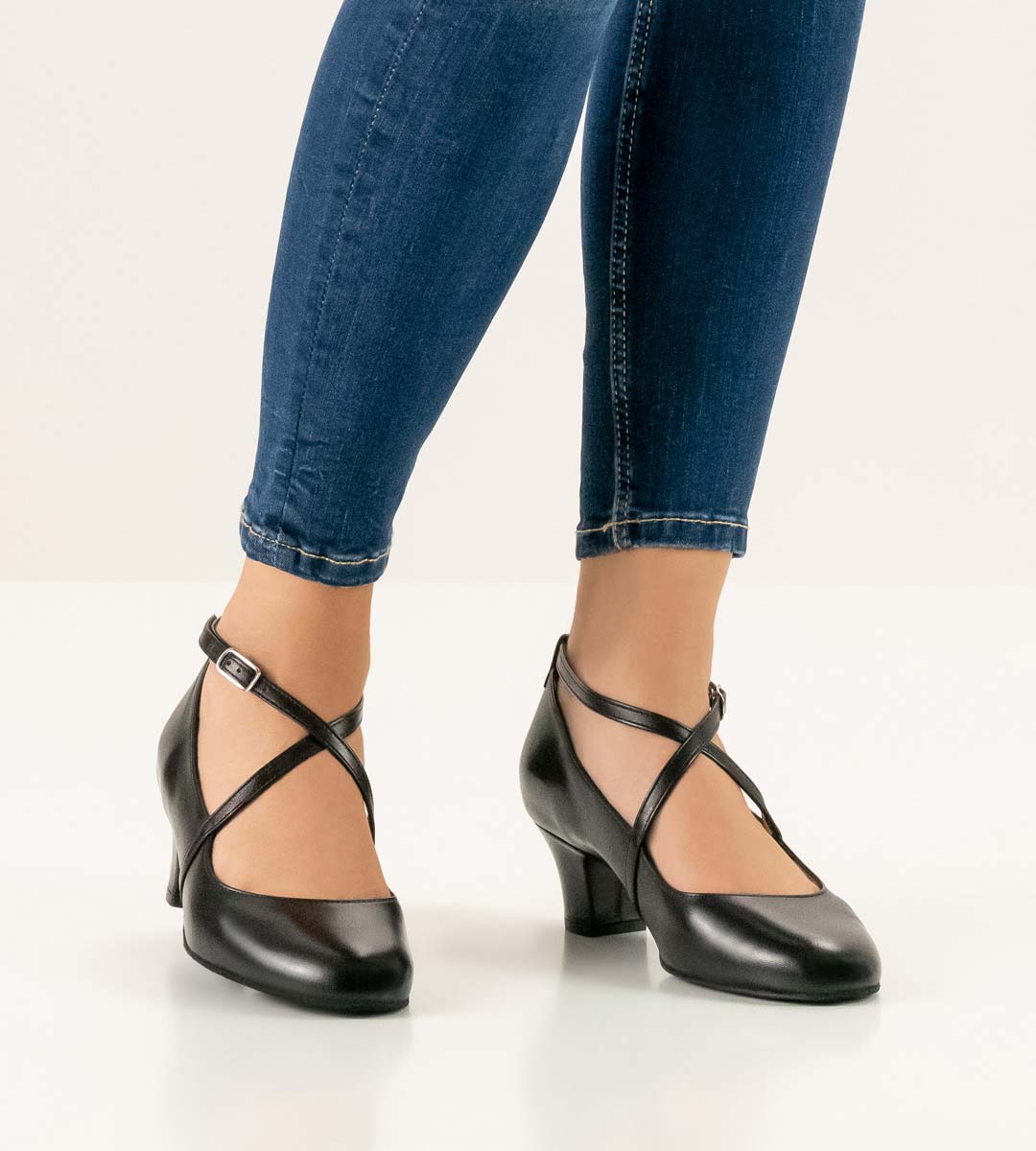 Sidney Werner Kern chaussures de danse pour femmes en cuir lisse noir