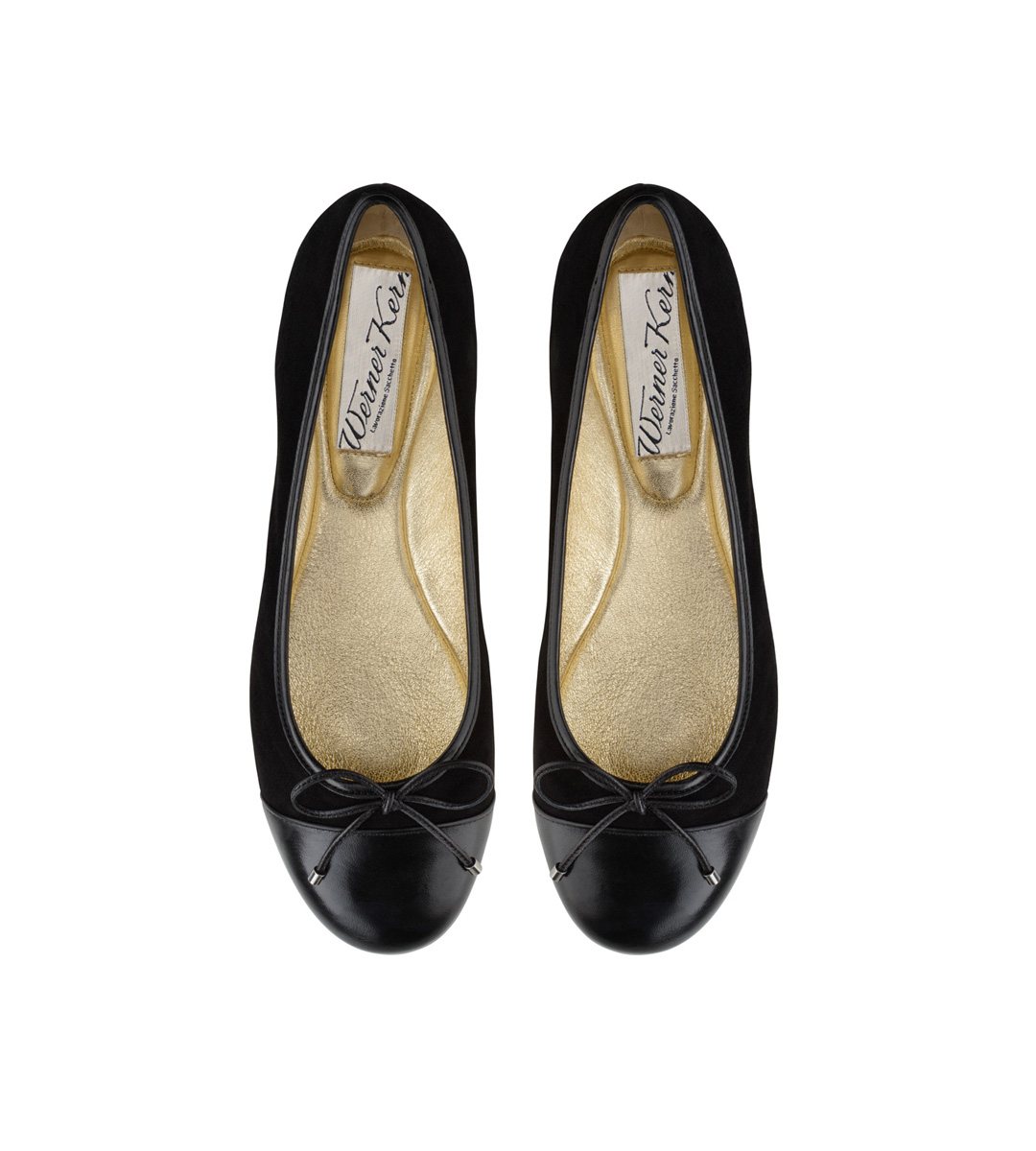 Ballerine Luna en daim et cuir nappa noir