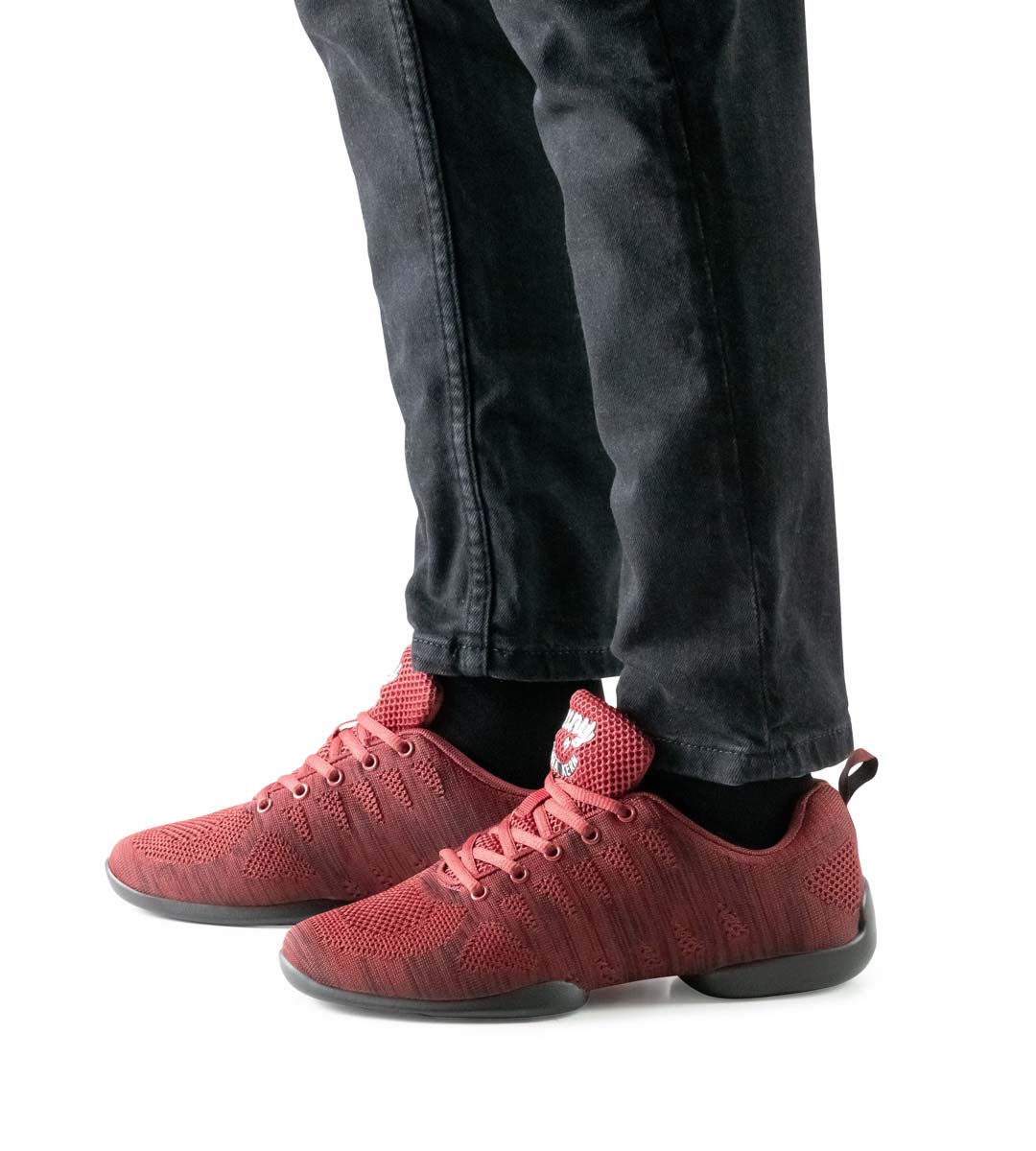 sneakers de danse rouge-noir pour hommes de Suny pour l'entraînement