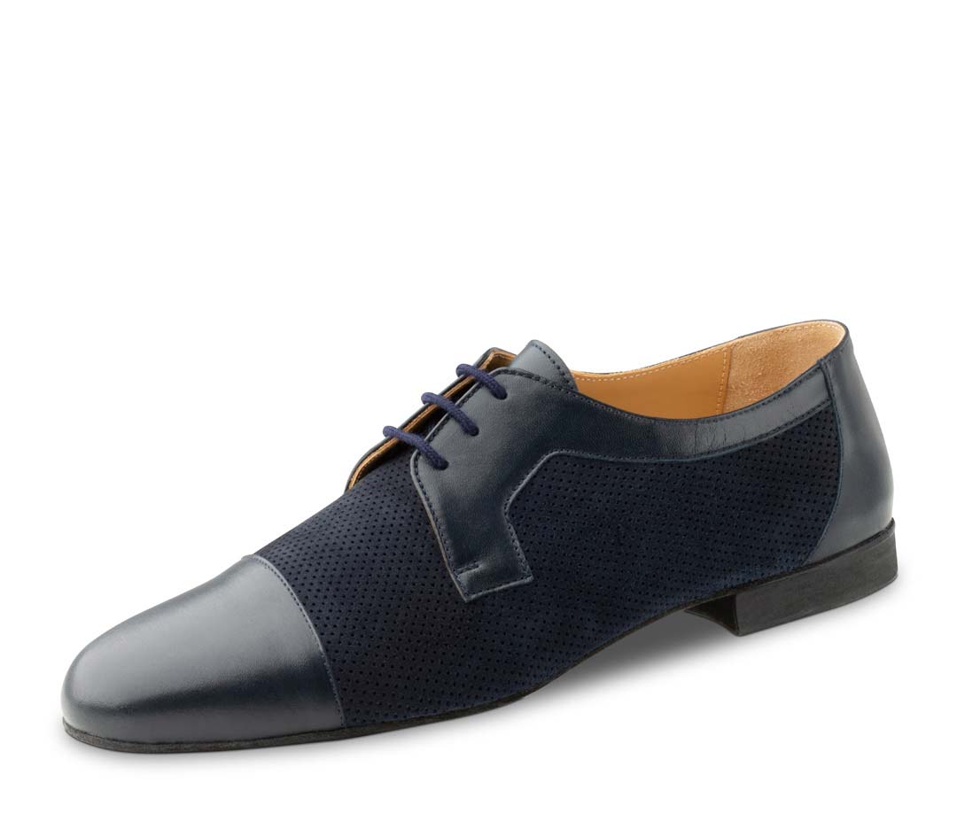 Chaussures de danse pour hommes bleues de Werner Kern avec micro talon de 1,5 cm de haut