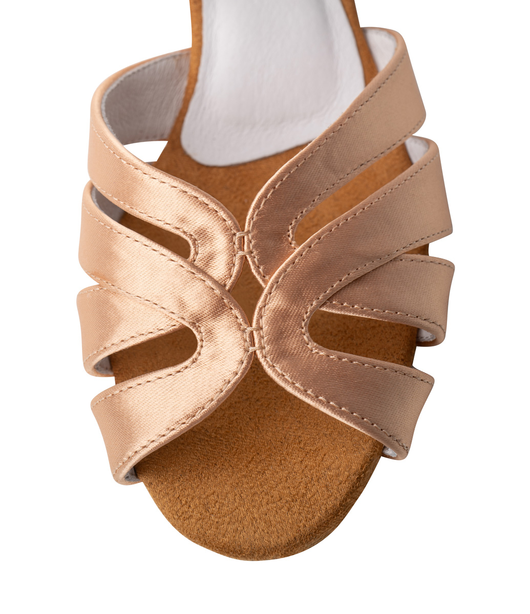 Chaussure de danse ouverte pour femme en satin nude