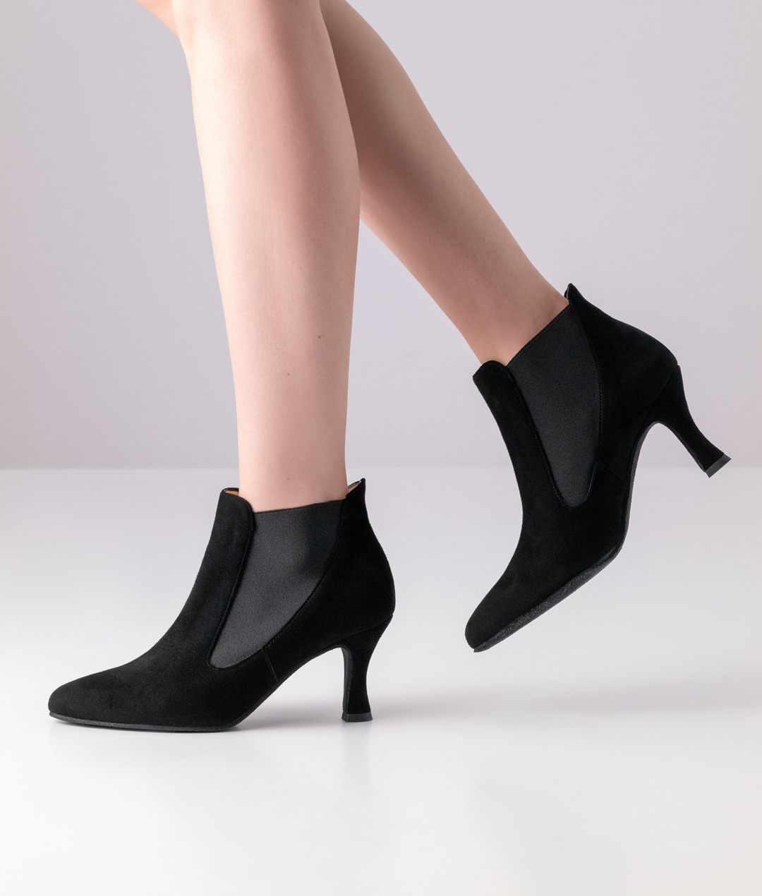 Bottines de danse Carina en cuir velours souple noir