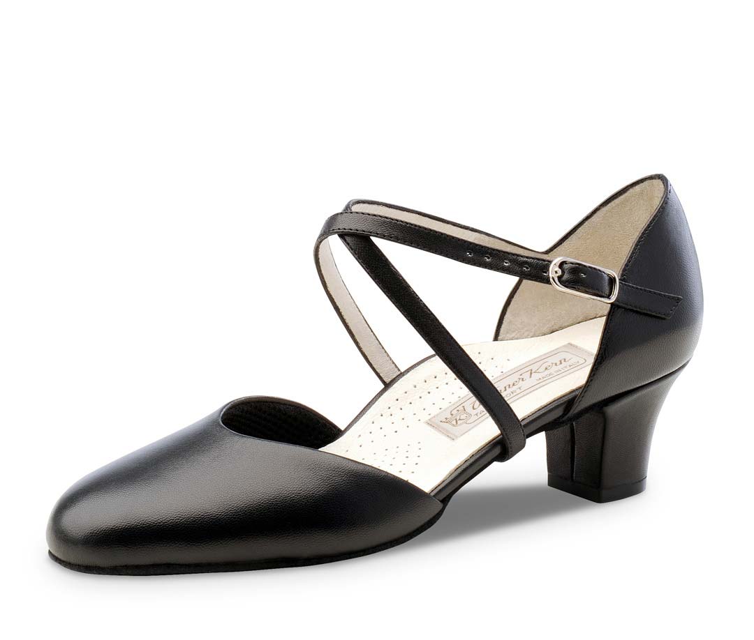Chaussures de danse pour femmes Werner Kern noires avec bride de cou-de-pied