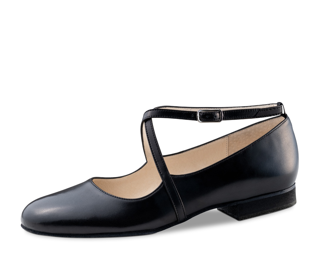 Chaussures de danse pour femmes de 1,5 cm en cuir noir