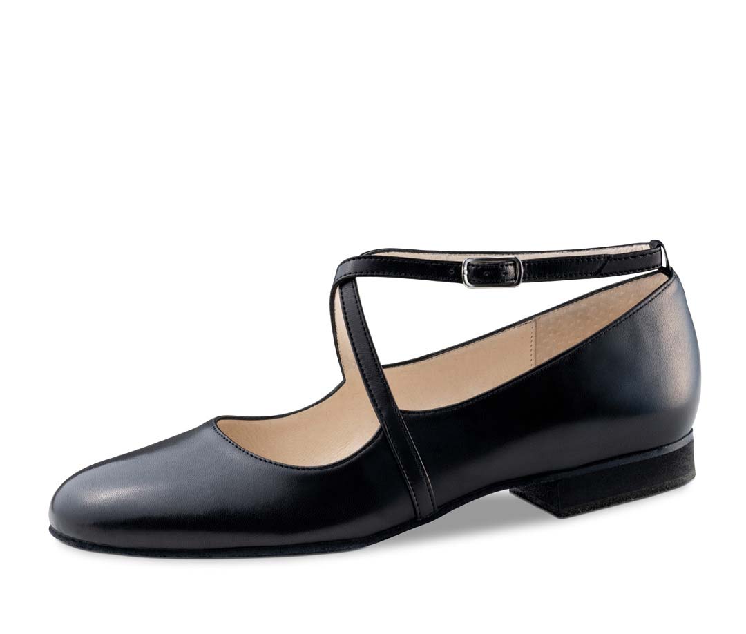 Fanny Chaussures de danse pour femmes de 1,5 cm en cuir noir