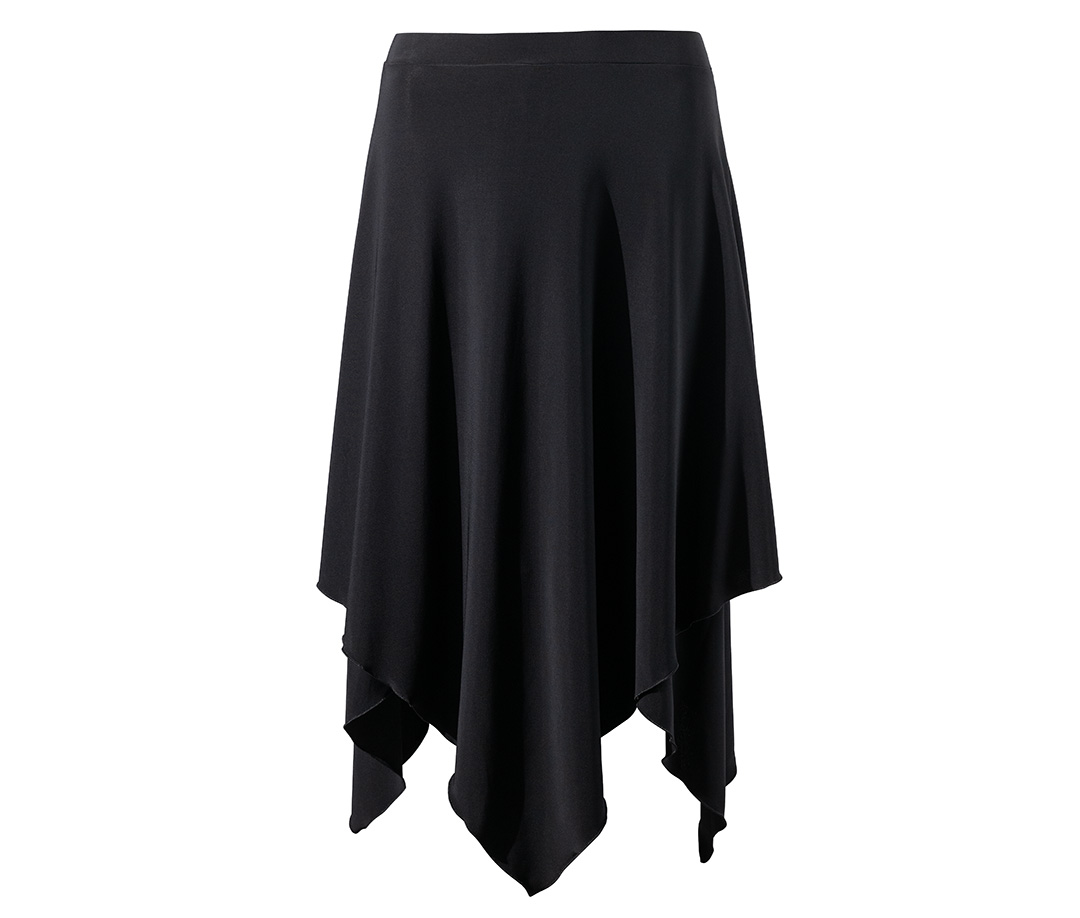 Jupe de danse Orla Jupe superposée Orla mi-longue noire avec ourlet en pointe pour la danse, par Werner Kern
