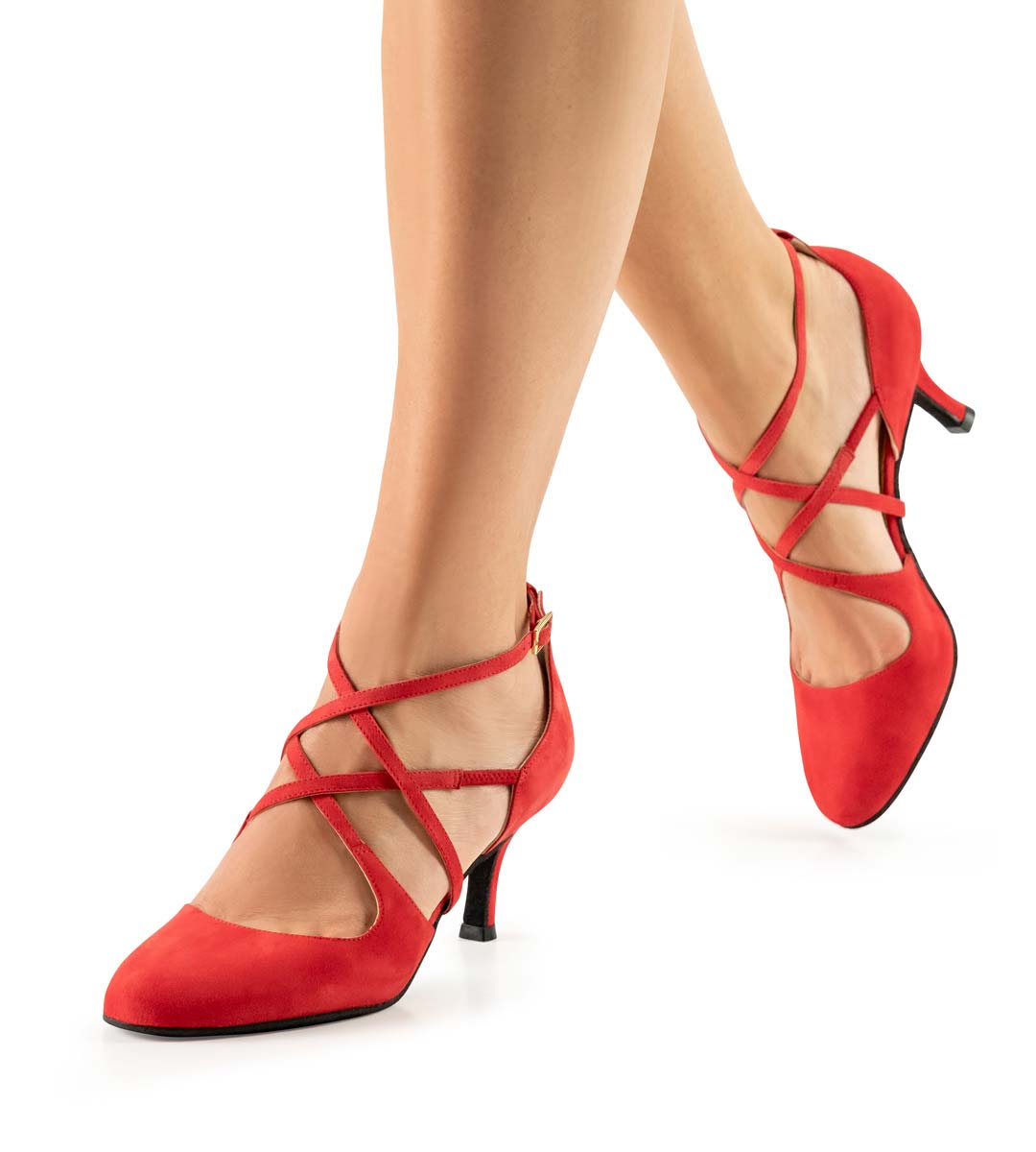 Marissa Chaussure de danse pour dames en velours rouge chèvre pour Tango par Nueva Epoca
