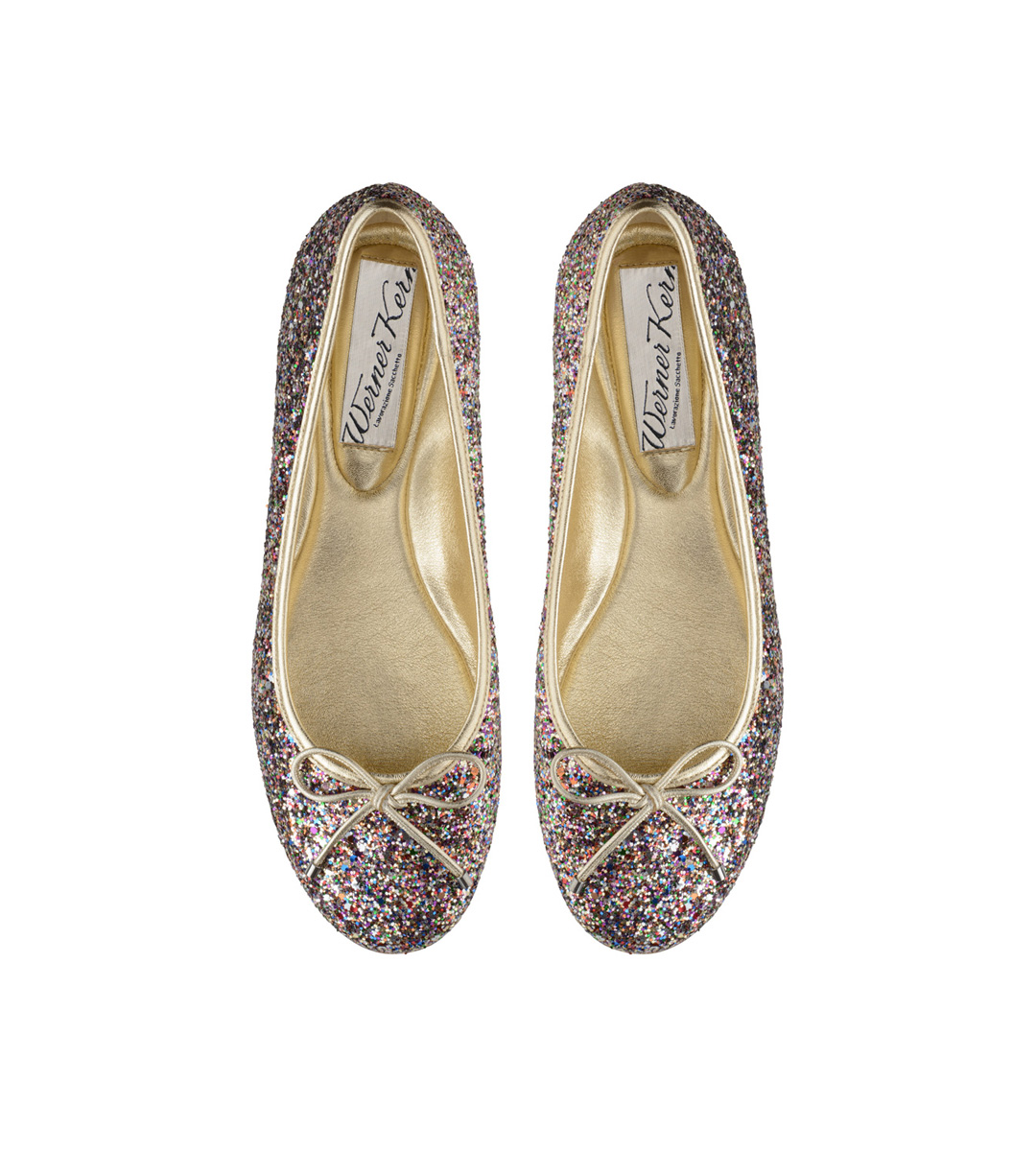 Ballerines en paillettes multicolores et un nœud