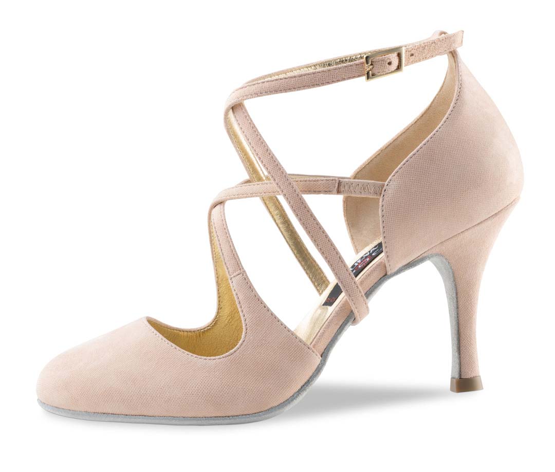 Chaussures de danse fermées pour femmes en velours beige de Nueva Epoca