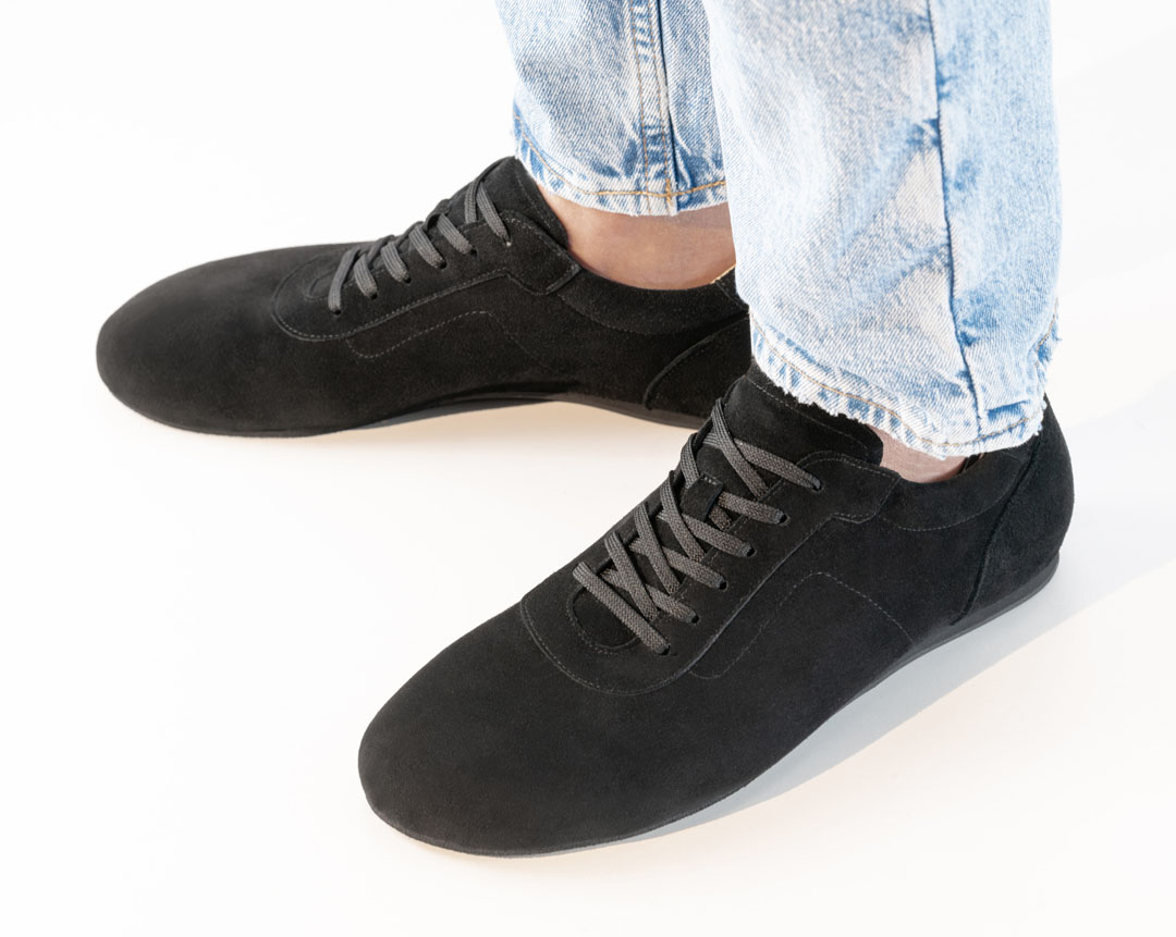 Baskets de danse Volterra en cuir velours noir, à porter pieds nus