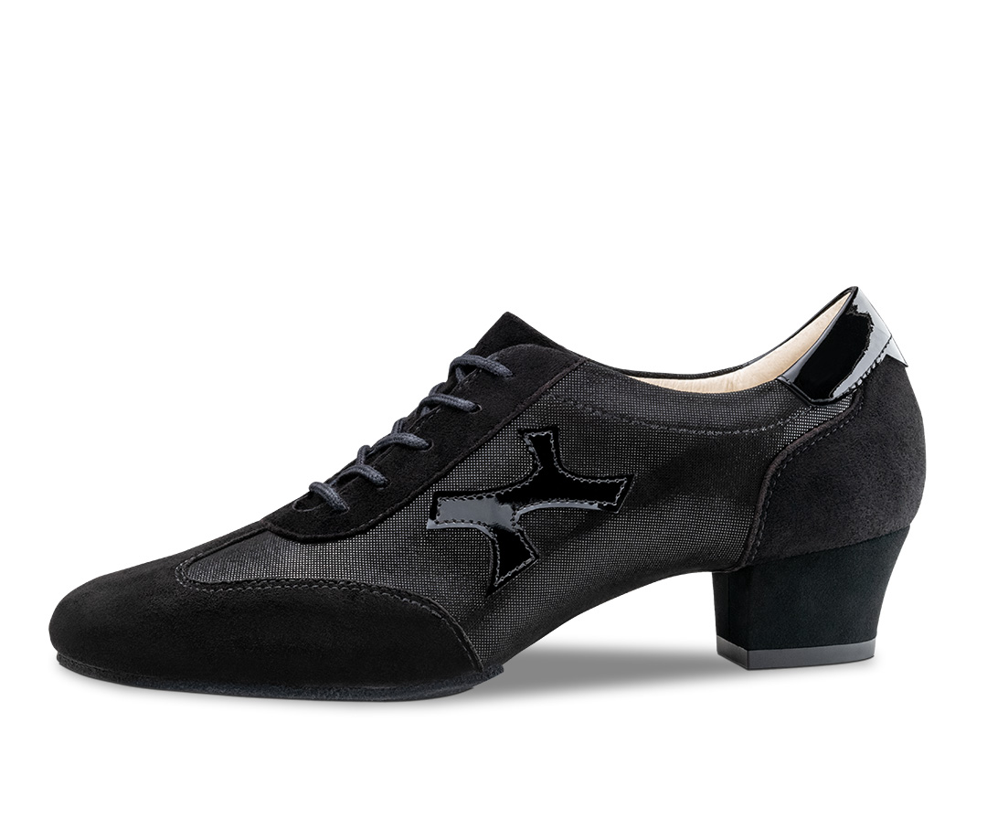 Chaussures de danse noires brillantes de Werner Kern à lacets avec talon de 3,5 cm