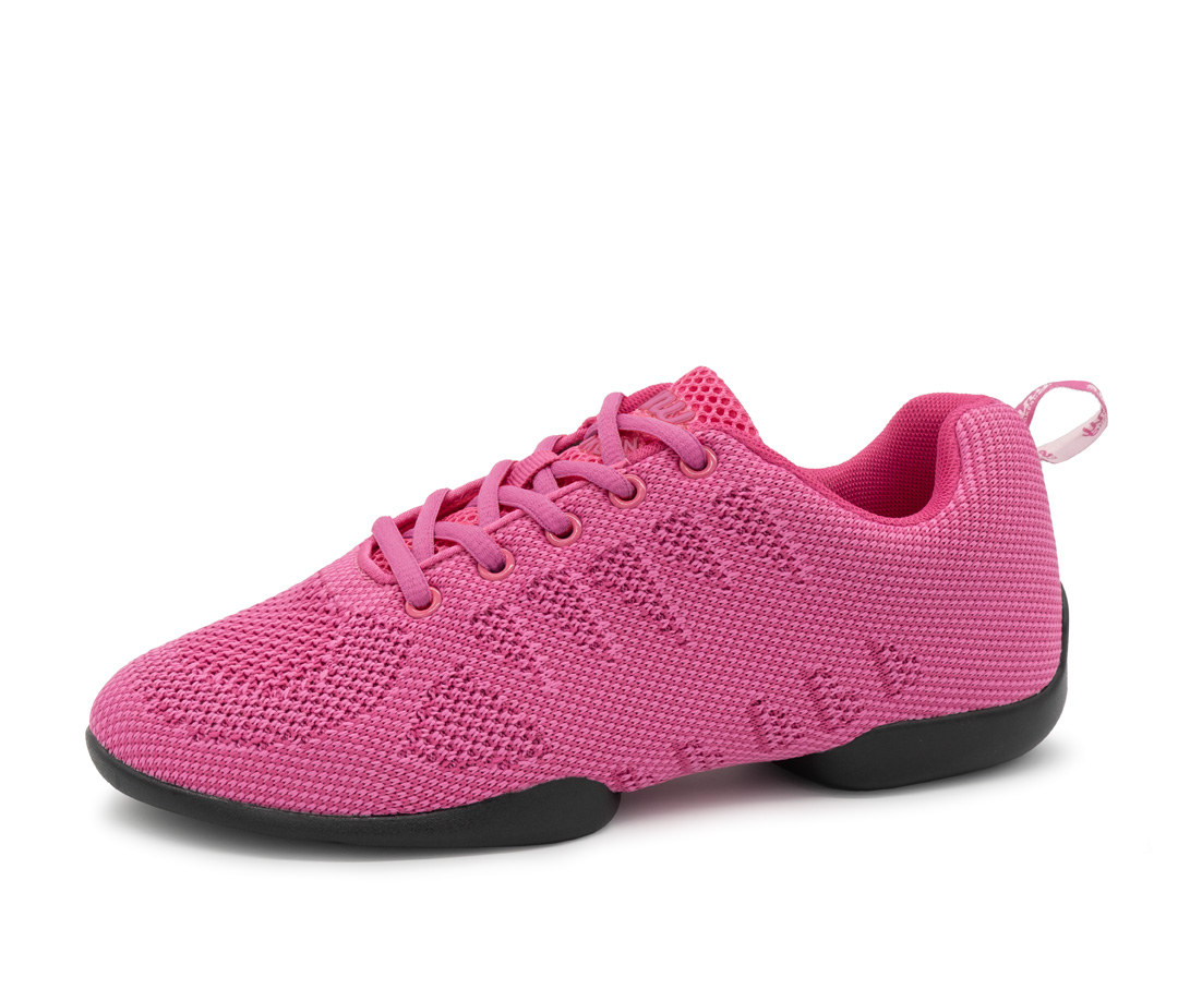 Sneaker 165 Baskets de danse pour femmes 165 en Fuchsia par Suny by Anna Kern, en matériau tricoté fin avec semelle fendue, idéales pour danser sur tous les sols.