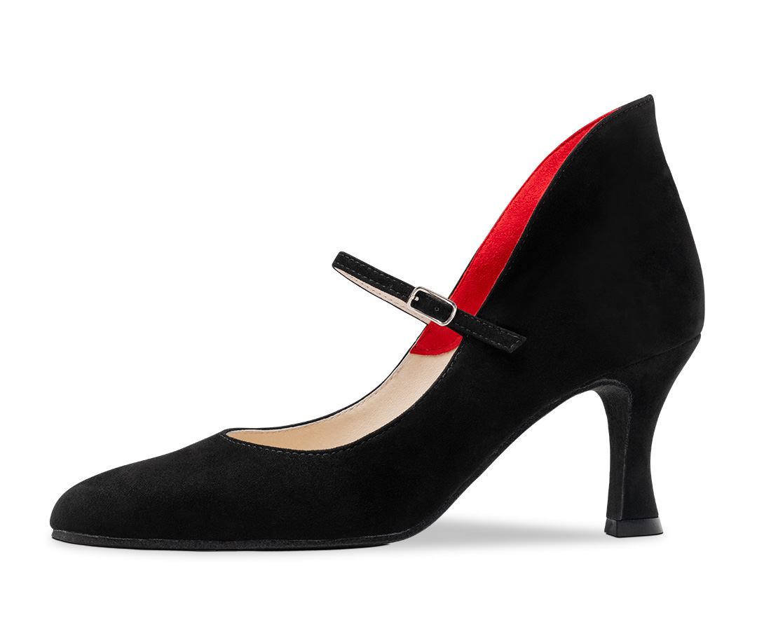 Morgana Chaussures de danse en cuir velours noir avec doublure rouge de Werner Kern