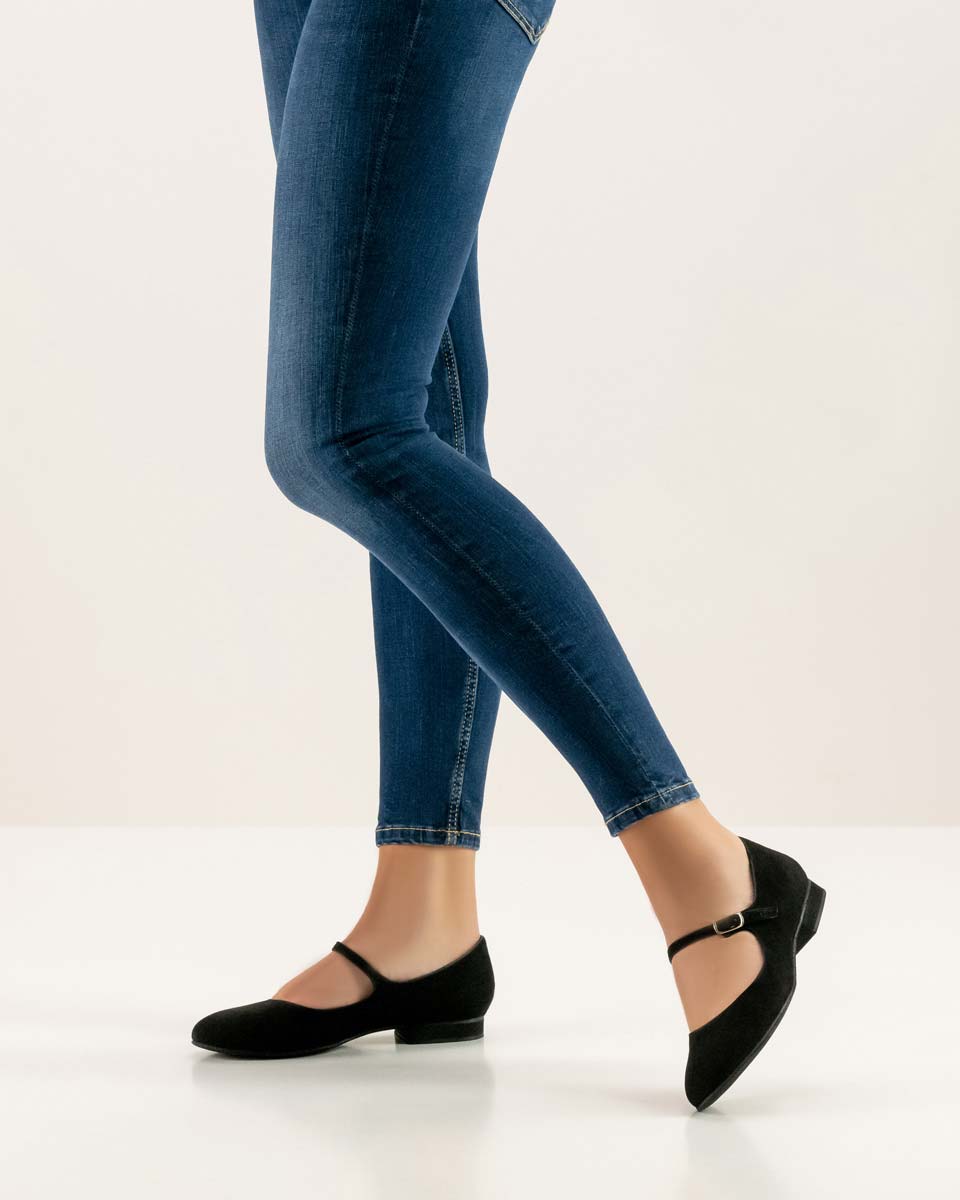 Vega chaussure de danse noire ballerine aux deux pieds