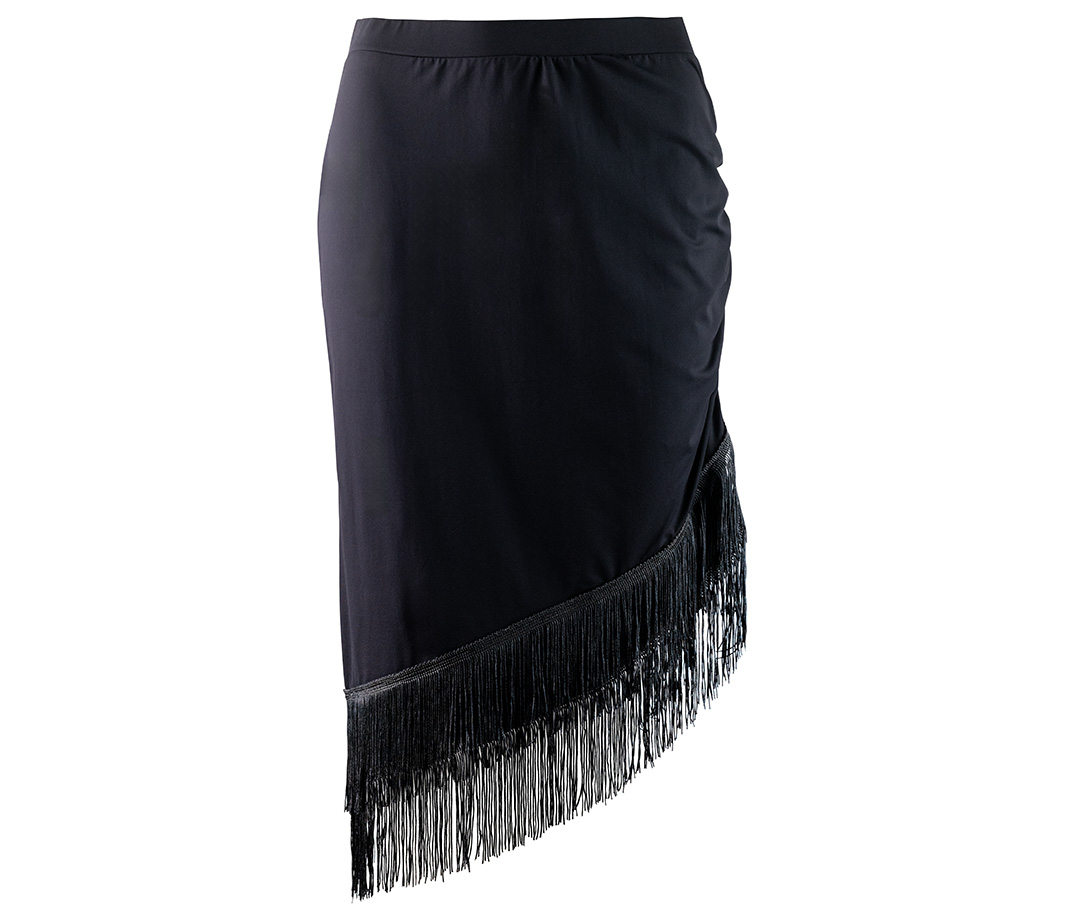 Jupe de danse Oya Jupe de danse étroite, longueur genou, avec ourlet à franges, couleur noire, de Werner Kern