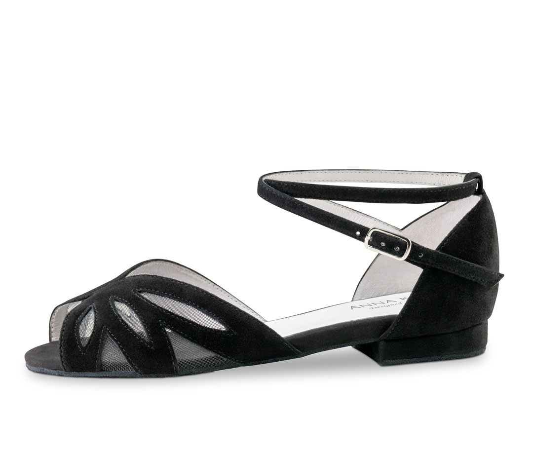 Sandales de danse plates et noires, avec un talon de 1 cm, signées Anna Kern